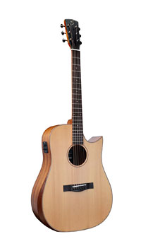 Shape D-323 MT CEB, matt lackierte Akustikgitarre mit Pickup in Dreadnought Form mit massiver Zederndecke und Mahagoni an Zarge und Boden, mit Cutaway, Pickup und Armrest